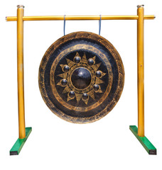 Traditional Thai gong in front of church inside the temple