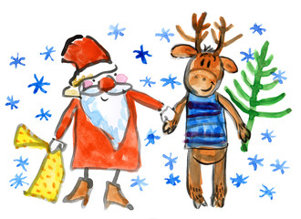 Watercolor drawing of a New Year