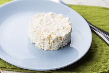 Cottage cheese on plate
