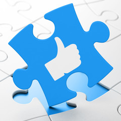 Fototapeta premium Social media concept: Like on puzzle background
