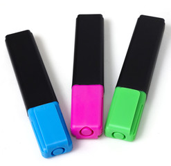 The tree soft-tip pens on white