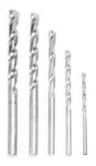 Close-up of drill bits arranged in a descending order