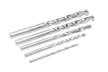 Close-up of drill bits arranged in a descending order