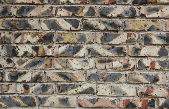 background of wall from the old burned bricks