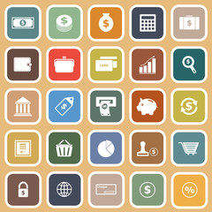 Money flat icons on orange background