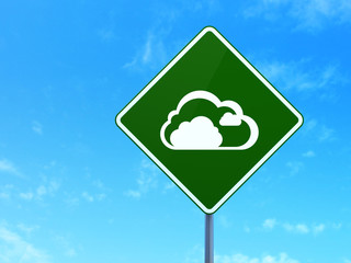 Cloud technology concept: Cloud on road sign background
