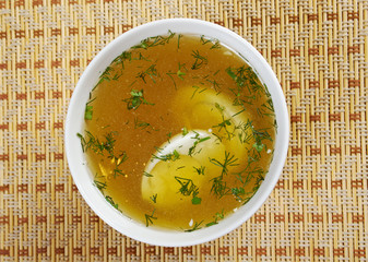 Chicken broth with dill and egg