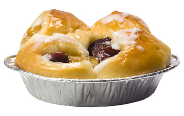Mini apple pie in a disposable bowl