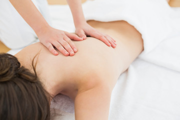 Fototapeta na wymiar Woman enjoying back massage at beauty spa