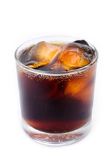 Cola with ice in a glass