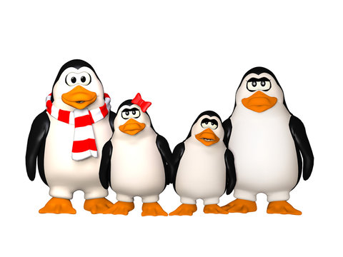 happy penguins family