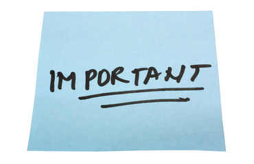 Word Important written on an adhesive note