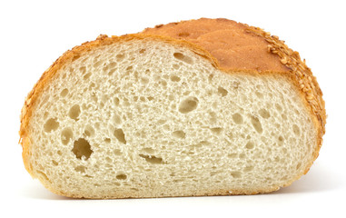 Slices of bread isolated on white background
