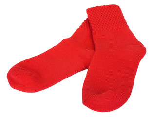 Close-up of a pair of red socks