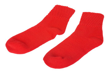 Close-up of a pair of red socks