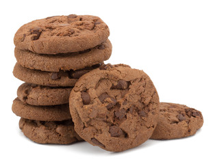 Chocolate pastry cookies isolated on white background
