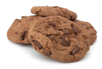 Chocolate pastry cookies isolated on white background