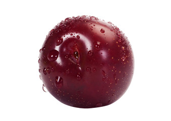 Close-up of water droplets on a plum