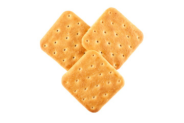 Three crackers on an isolated background