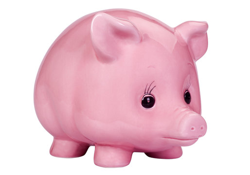 Close-up of a pink piggy bank