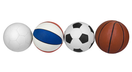 Close-up of various balls in a row
