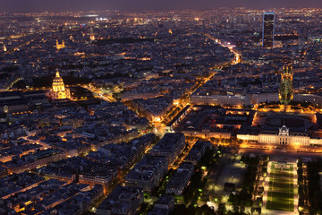 Famous and Beautiful night view to Paris from the Eiffel Tower