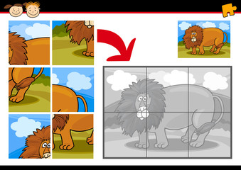 cartoon lion jigsaw puzzle game