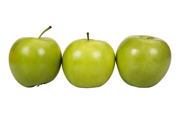 Close-up of apples in a row
