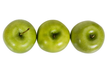 Close-up of apples in a row