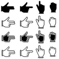 set of hand cursor pictograms