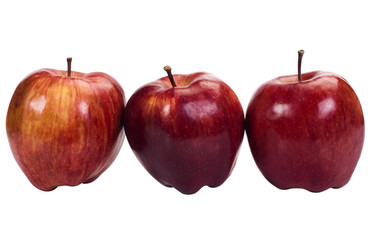 Close-up of apples in a row