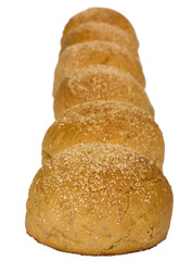 Close-up of buns in a row