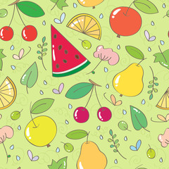 Seamless pattern with fruits and berries