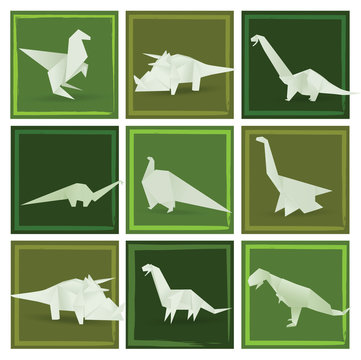 Origami dinosaurs (green)