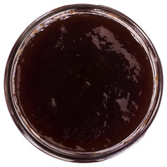 Close-up of a jar of strawberry jam