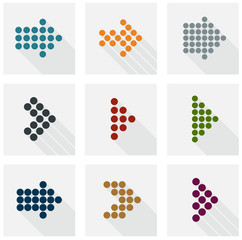 Flat arrow icons.