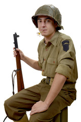 American soldier with a flower