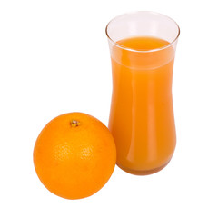 Orange with a glass of juice