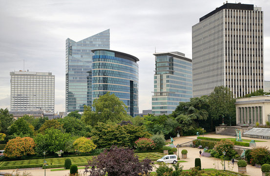 High-rise buildings on cloudy day in Brussels, Belgium