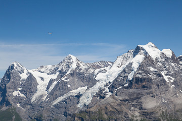 Small plane & mountains - view from Mt. Schilthorn