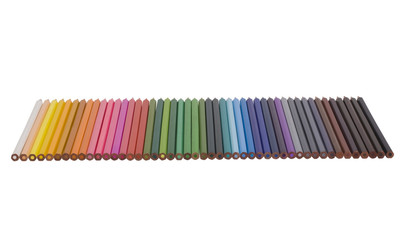 Close-up of colored pencils in a row