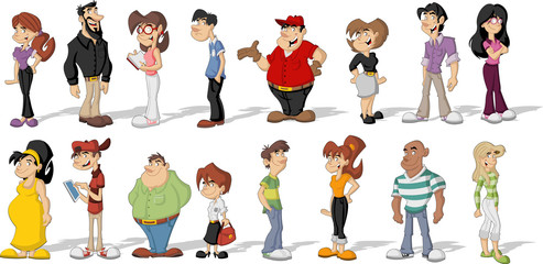Big group of happy cartoon people - 58338344