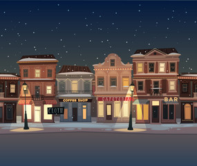 City background. Merry Christmas illustration.