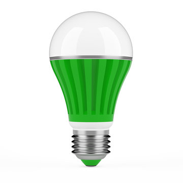Green LED lamp isolated on white background.