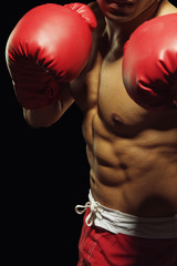 Male boxer in fighting stance