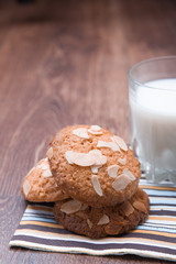 Tasty milk with oatmeal cookies