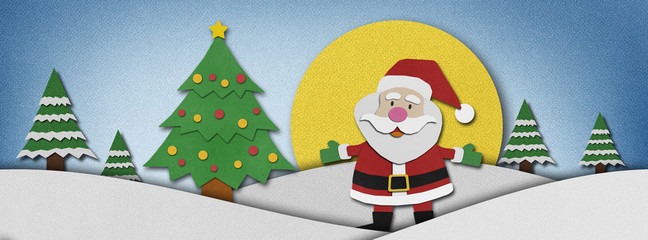 Santa claus recycled papercraft background.