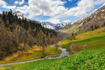 View to foothills of Caucasus mountains near Arkhyz, Karachay-Ch