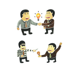 businessman cartoon painting of idea create
