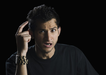 Close-up of a man looking stressed